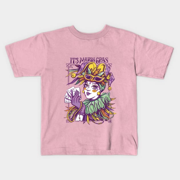 Mardi Gras, Fat Tuesday Kids T-Shirt by DoggyPrint